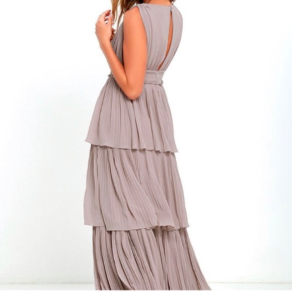 Lulus Gently Adrift Pleated Maxi Dress in Nude/Taupe - Picture 3 of 5